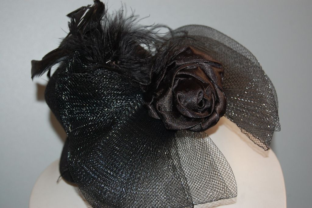 Tocado sombrero flor negro