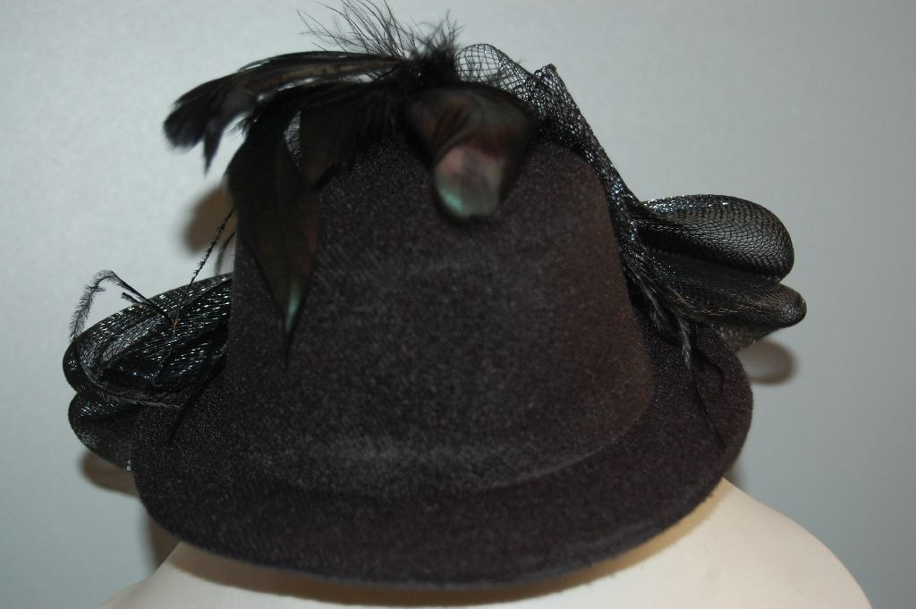 Tocado sombrero flor negro