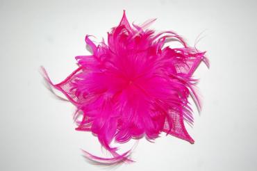 Tocado Aura plumas fucsia