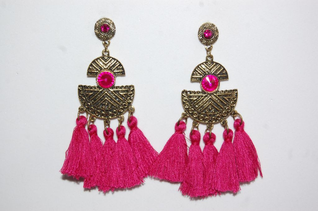 Pendientes flamenca Hilandera fucsia