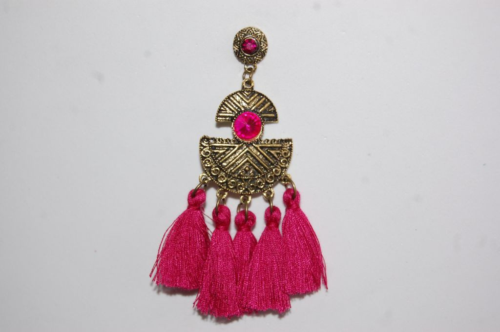 Pendientes flamenca Hilandera fucsia