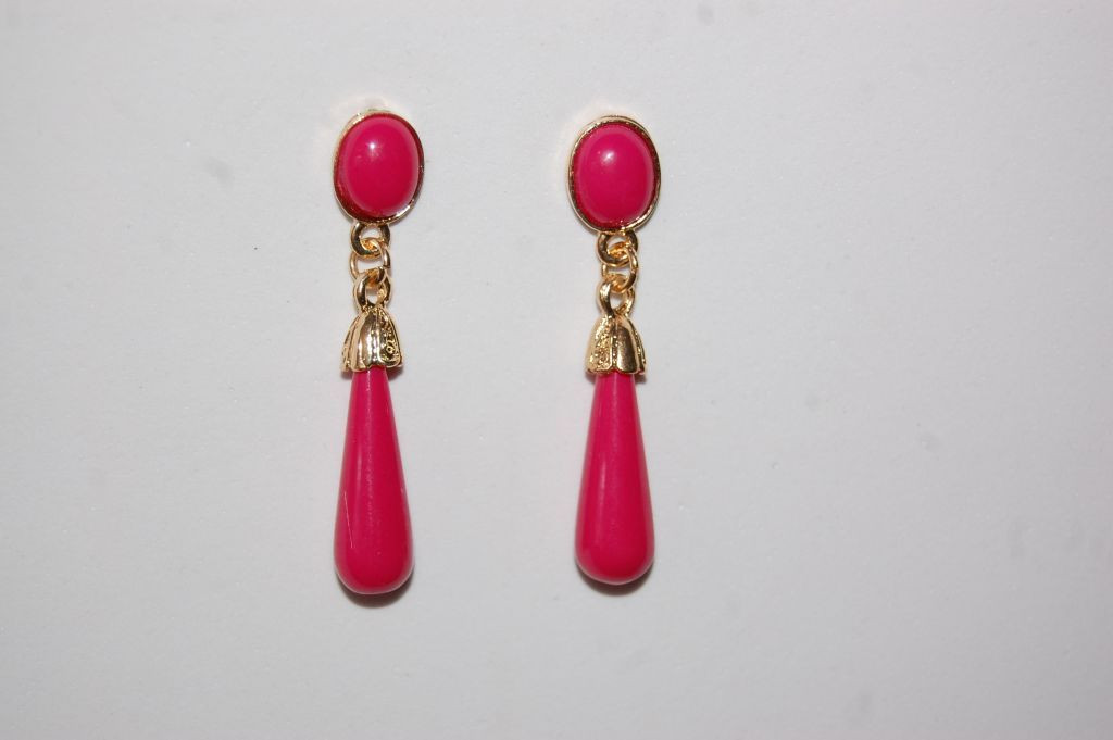 Pendientes corales niña feria fucsia