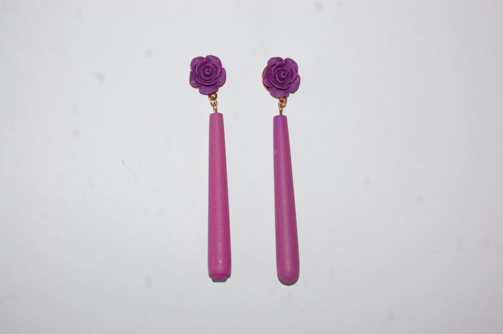 Pendientes flor feria morado buganvilla