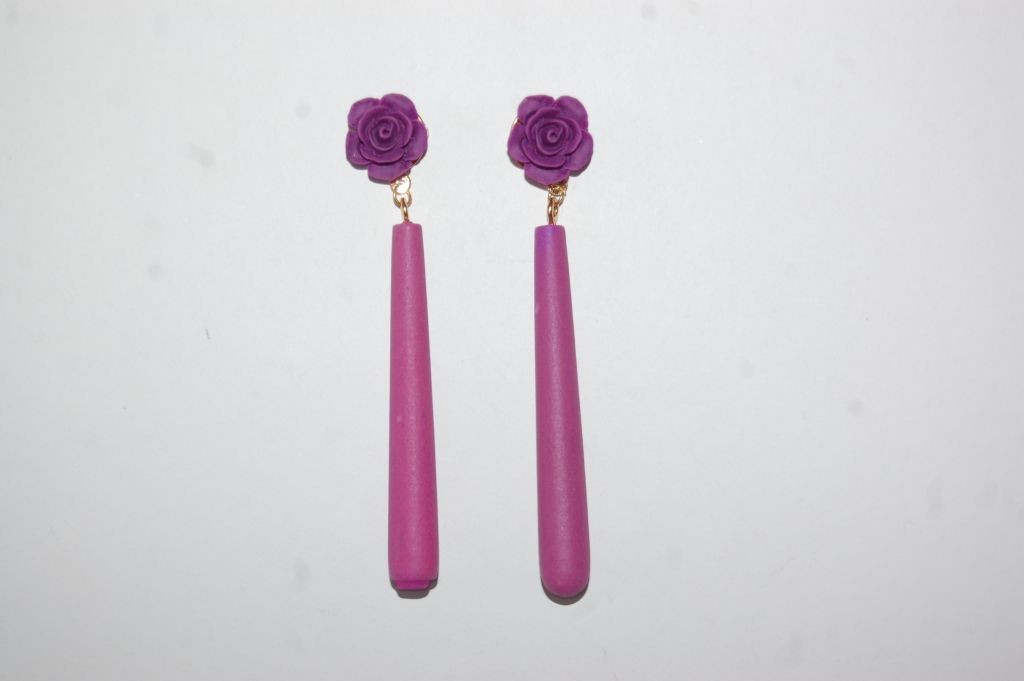 Pendientes flor feria morado