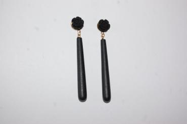 Pendientes flor feria negros