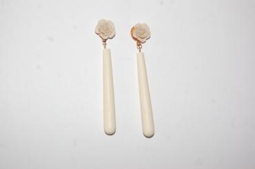 Pendientes flor feria beige