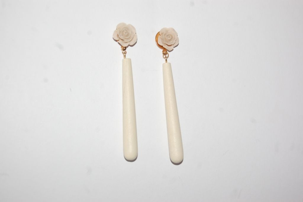 Pendientes flor feria beige