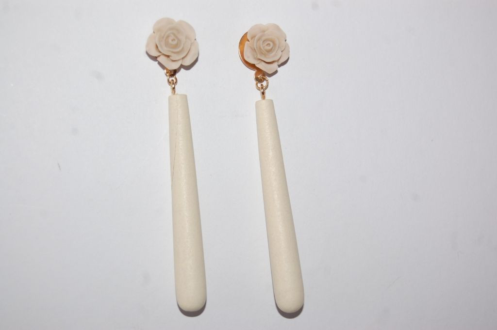 Pendientes flor feria beige