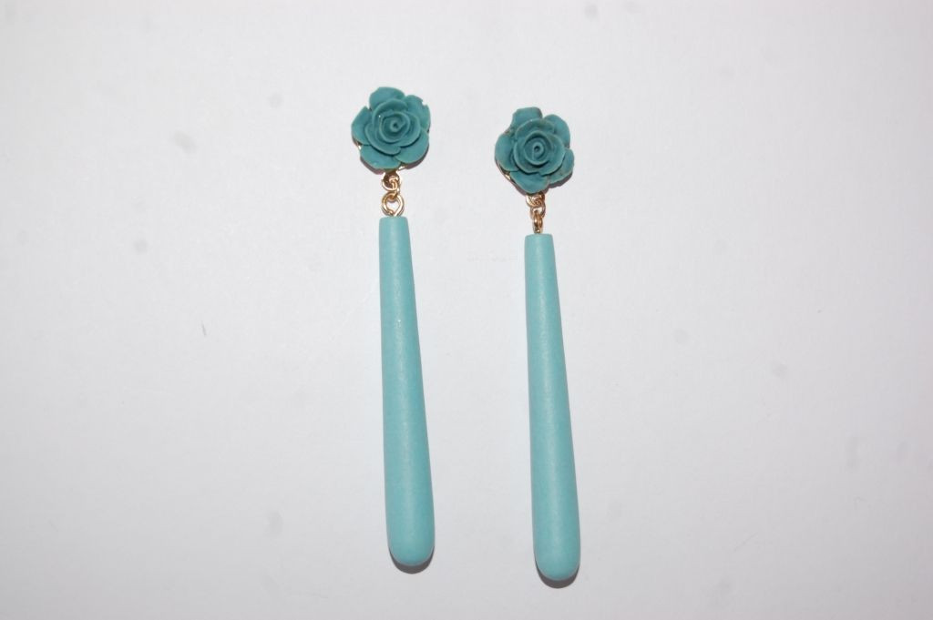 Pendientes flor feria Aguamarina