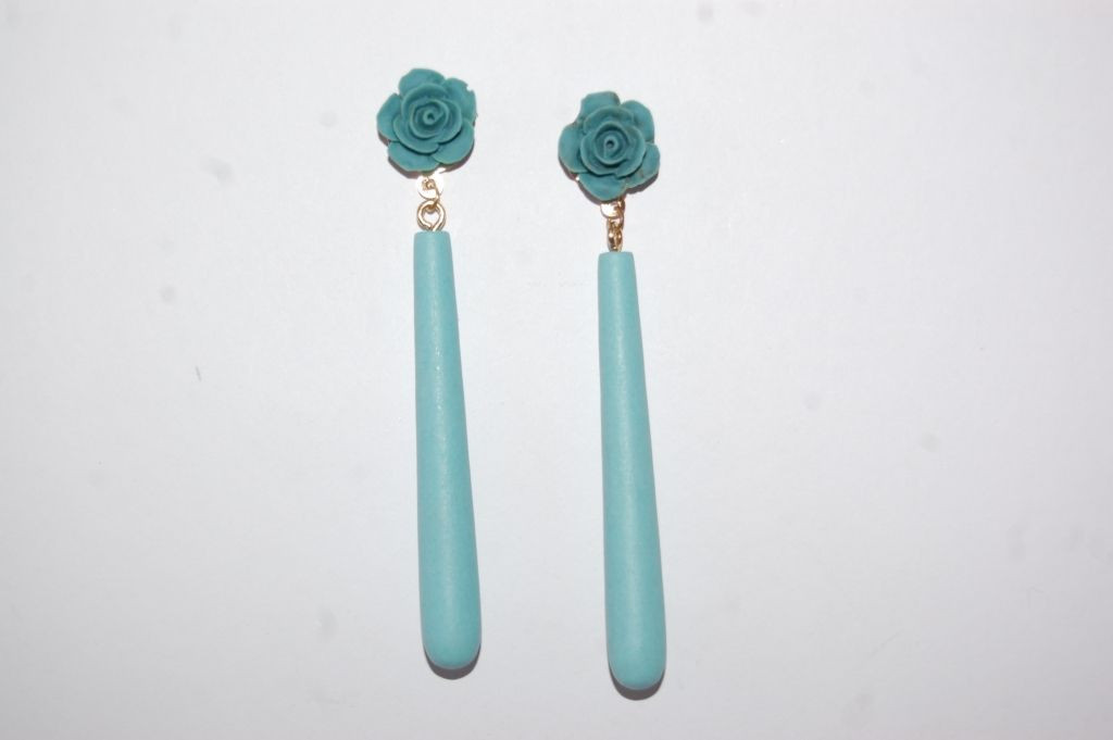 Pendientes flor feria Aguamarina