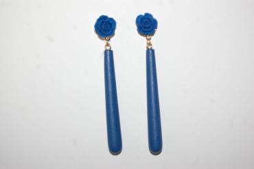 Pendientes flor feria azul klein