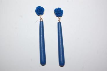 Pendientes flor feria azul klein