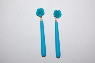 Pendientes flor feria turquesa