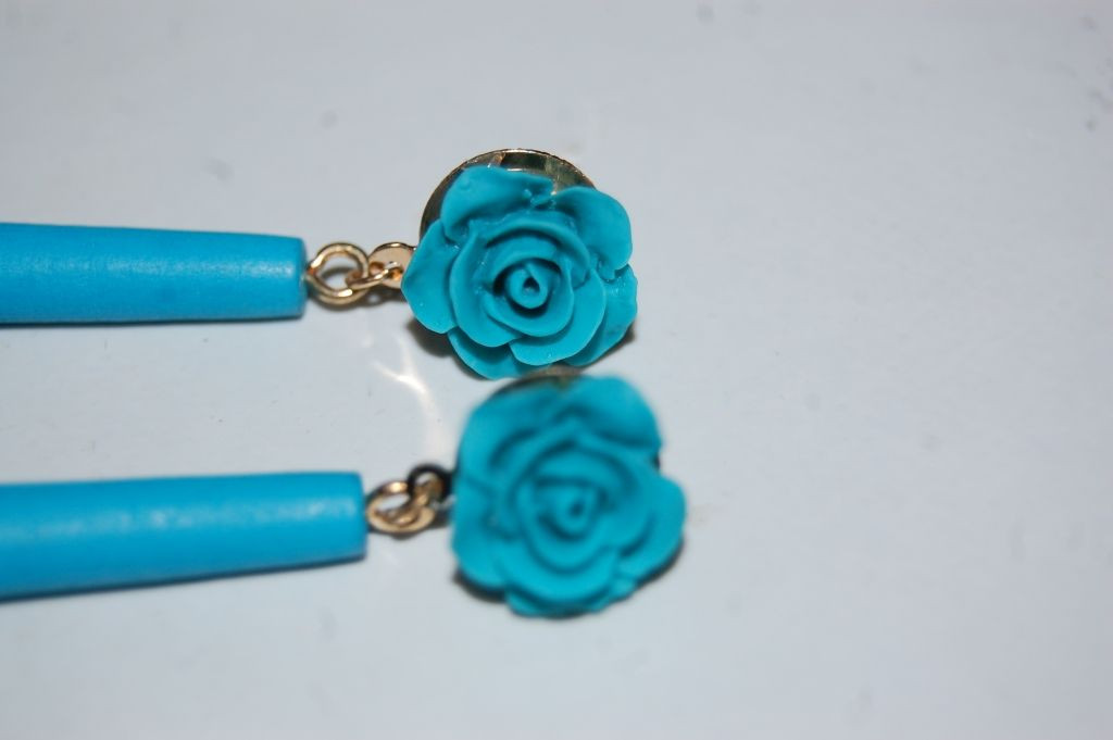 Pendientes flor feria turquesa