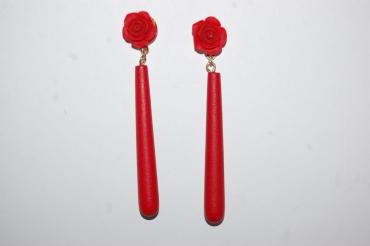 Pendientes flor feria rojo