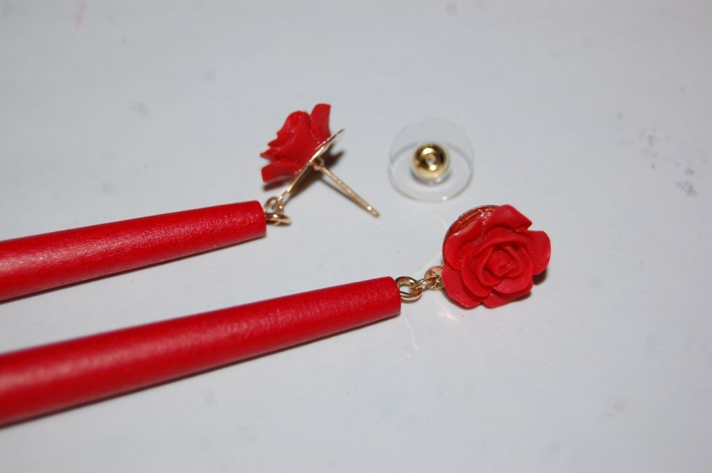 Pendientes flor feria rojo