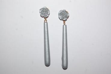 Pendientes flor feria plata