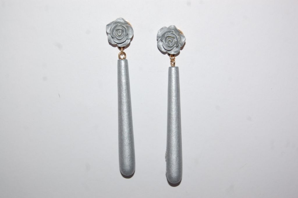 Pendientes flor feria plata