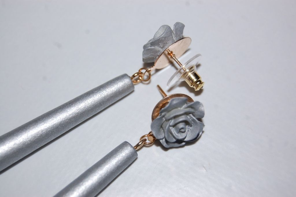 Pendientes flor feria plata