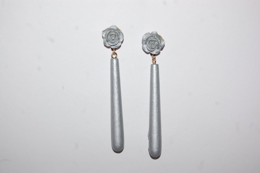 Pendientes flor feria plata