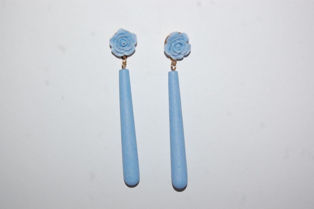 Pendientes flor feria celeste