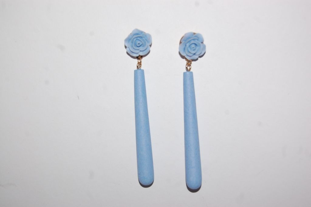 Pendientes flor feria celeste