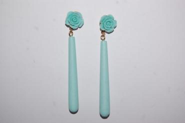 Pendientes flor feria verde agua claro