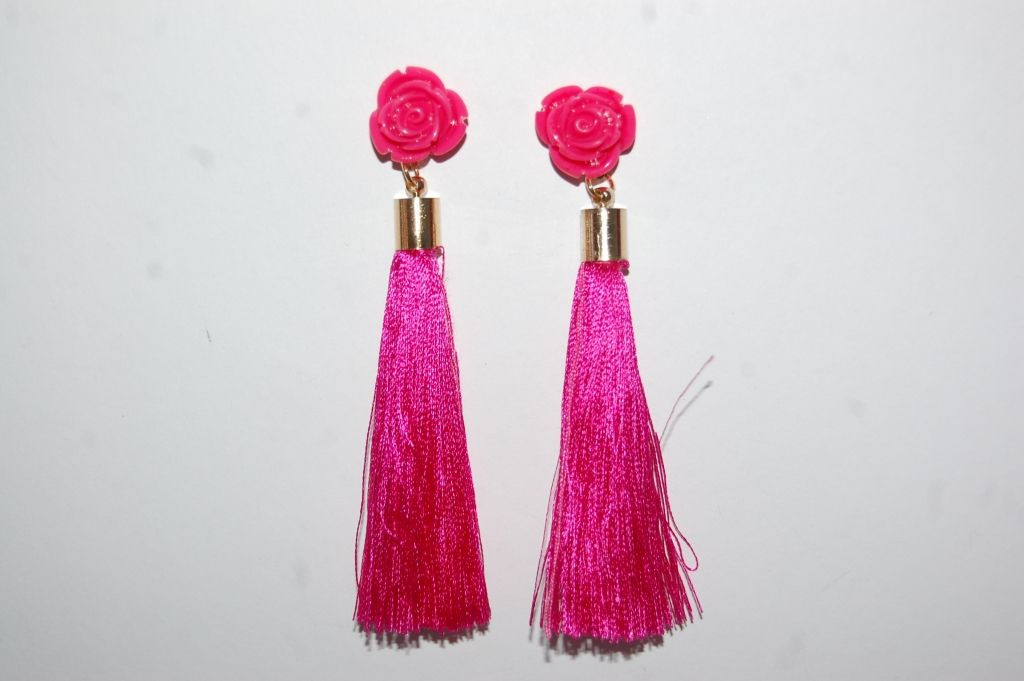 Pendientes flor y fucsia