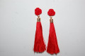 Pendientes flor y flecos rojo