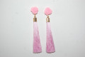 Pendientes flor y fleco rosa