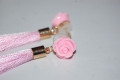 Pendientes flor y fleco rosa