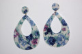 Pendientes flora azul y verde agua