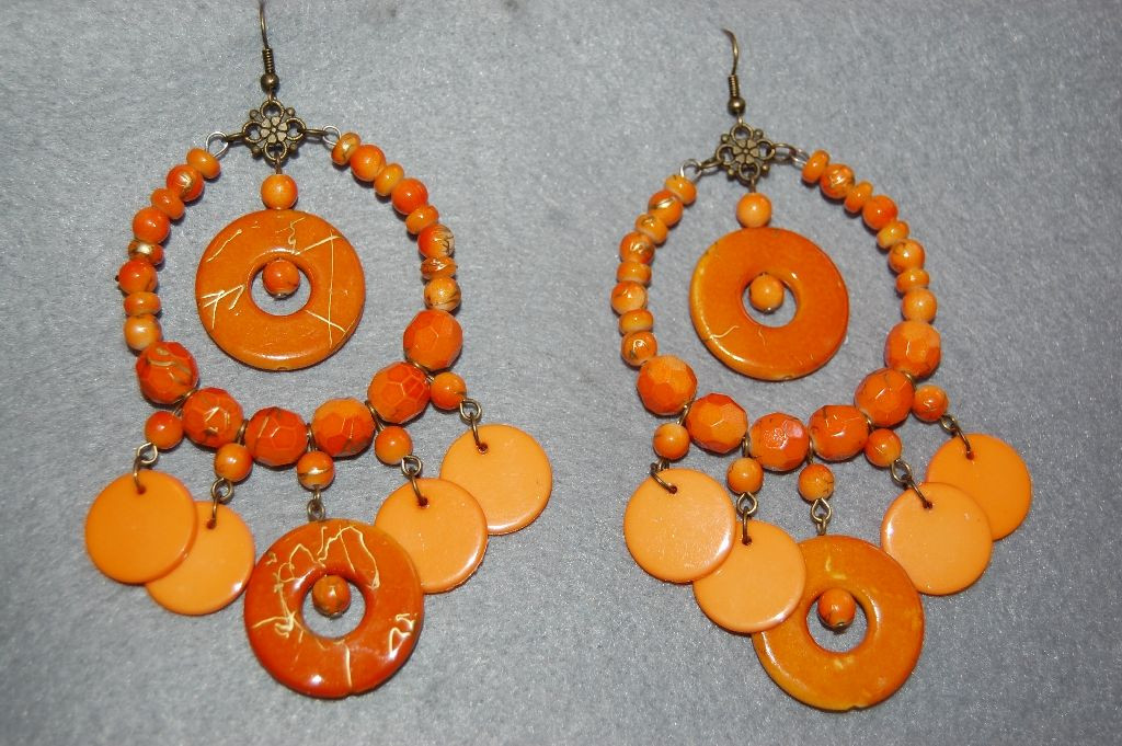 Pendientes naranja claro gitana