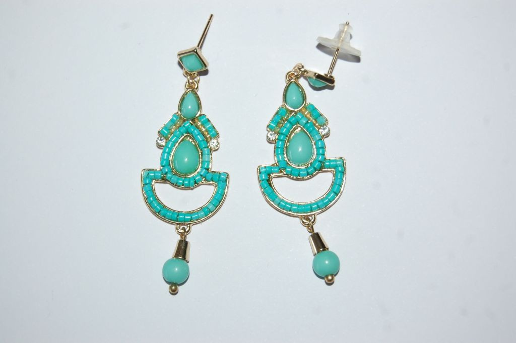 Pendientes flamenca verde agua 6 cm