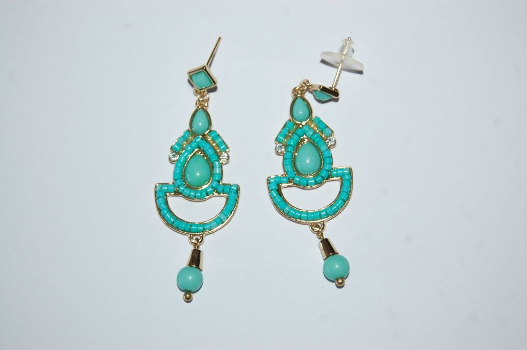 Pendientes flamenca verde agua 6 cm