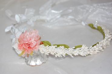 Diadema corona Pistilos blanco y dos flores