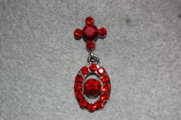 Earrings oval red glitters