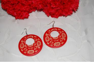 Pendientes flamenca madera rojo