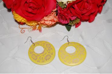 Pendientes flamenca madera amarillos