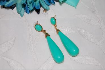 Pendientes corales dorados verde agua