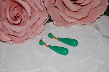 Pendientes corales dorados verdes