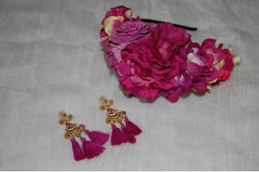 Conjunto buganvilla diadema y pendientes