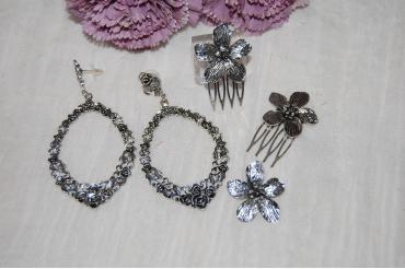 Pendientes cien rosas plata...