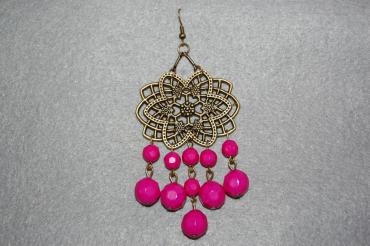 Pendientes flor ovadada fucsia