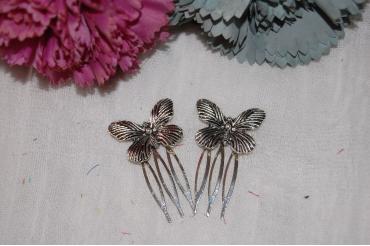Conjunto peinecillos Mariposas plata