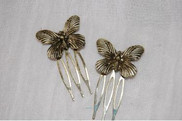 Conjunto peinecillos Mariposas dorado