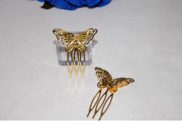 Conjunto 2 peinas mariposas doradas
