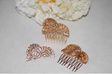 Broche flamenca 3 abanicos oro