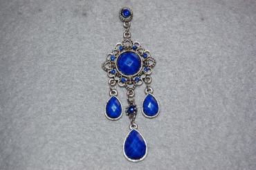 Round blue stone earrings