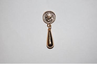 Pendiente moneda y lágrima 4 cm